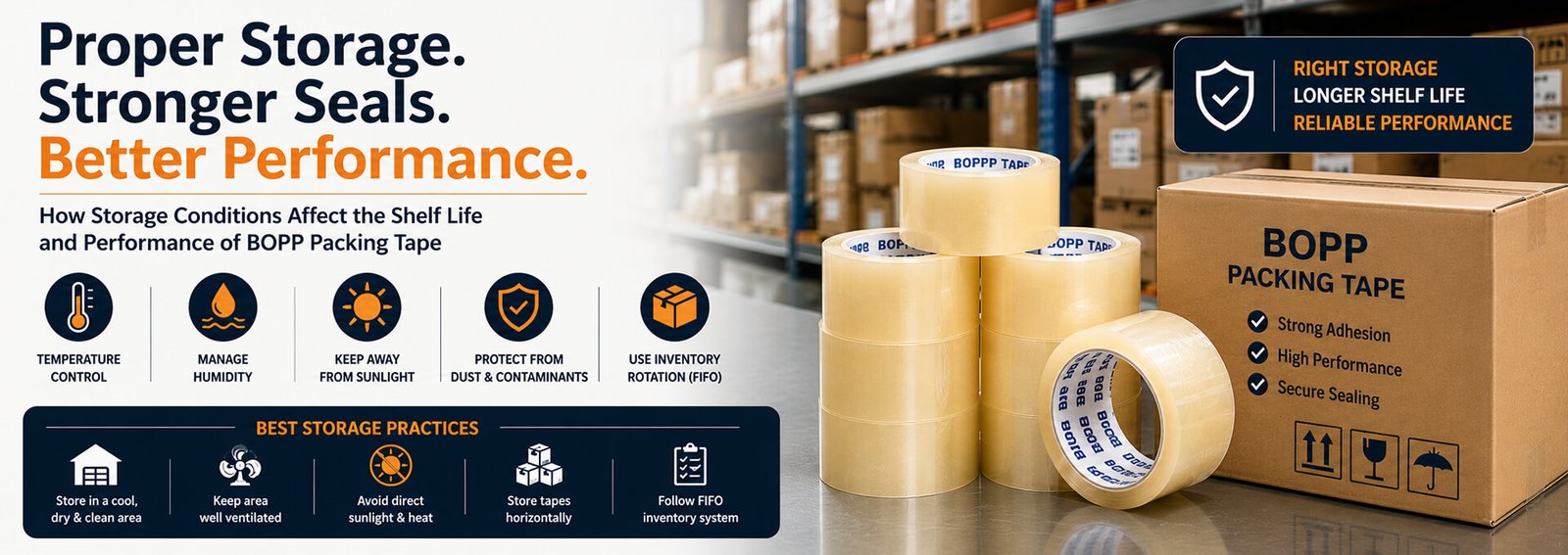 How Storage Conditions Affect the Shelf Life and Performance of BOPP Packing Tape